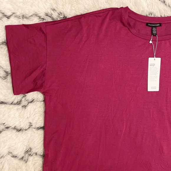 NWT Eileen Fisher crew neck boxy tee berry - Picture 9 of 11